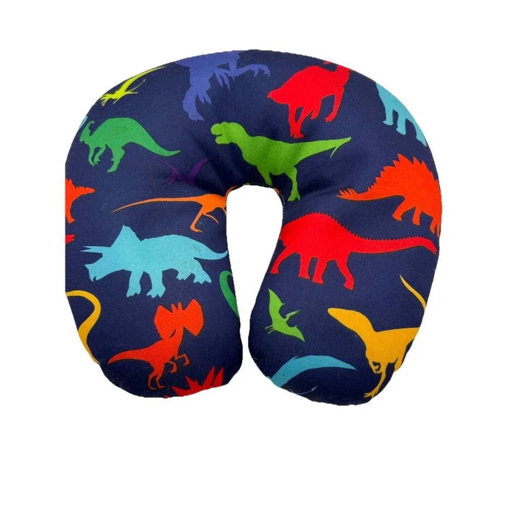 Kids Dinosaur Neck Pillow Travel Cushion Soft Blue Multicolor No Tag